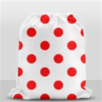 Polka Dots - Red on White Drawstring Bag (Small)
