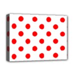 Polka Dots - Red on White Deluxe Canvas 16  x 12  (Stretched)