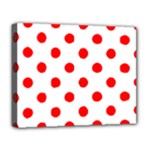 Polka Dots - Red on White Deluxe Canvas 20  x 16  (Stretched)