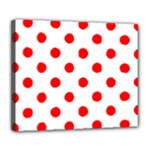 Polka Dots - Red on White Deluxe Canvas 24  x 20  (Stretched)