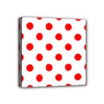 Polka Dots - Red on White Mini Canvas 4  x 4  (Stretched)