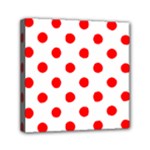 Polka Dots - Red on White Mini Canvas 6  x 6  (Stretched)