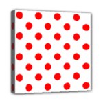 Polka Dots - Red on White Mini Canvas 8  x 8  (Stretched)