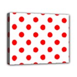 Polka Dots - Red on White Canvas 10  x 8  (Stretched)