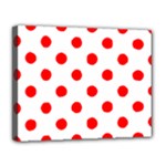Polka Dots - Red on White Canvas 14  x 11  (Stretched)
