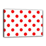 Polka Dots - Red on White Canvas 18  x 12  (Stretched)