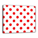Polka Dots - Red on White Canvas 20  x 16  (Stretched)