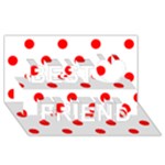 Polka Dots - Red on White Best Friends 3D Greeting Card (8x4)