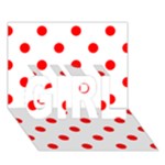 Polka Dots - Red on White GIRL 3D Greeting Card (7x5)