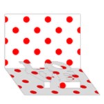 Polka Dots - Red on White LOVE Bottom 3D Greeting Card (7x5)