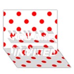 Polka Dots - Red on White YOU ARE INVITED 3D Greeting Card (7x5)