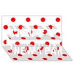 Polka Dots - Red on White Happy New Year 3D Greeting Card (8x4)
