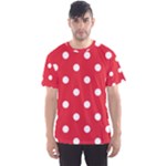 Polka Dots - White on Alizarin Red Men s Sport Mesh Tee