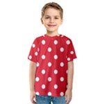 Polka Dots - White on Alizarin Red Kid s Sport Mesh Tee