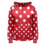 Polka Dots - White on Alizarin Red Women s Pullover Hoodie