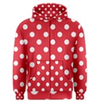 Polka Dots - White on Alizarin Red Men s Zipper Hoodie