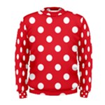 Polka Dots - White on Alizarin Red Men s Sweatshirt