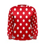 Polka Dots - White on Alizarin Red Women s Sweatshirt
