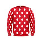 Polka Dots - White on Alizarin Red Kid s Sweatshirt
