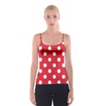 Polka Dots - White on Alizarin Red Spaghetti Strap Top