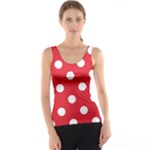 Polka Dots - White on Alizarin Red Tank Top