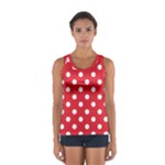 Polka Dots - White on Alizarin Red Women s Sport Tank Top