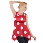 Polka Dots - White on Alizarin Red Side Drop Tank Tunic