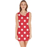 Polka Dots - White on Alizarin Red Bodycon Dress