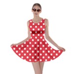 Polka Dots - White on Alizarin Red Skater Dress