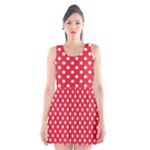 Polka Dots - White on Alizarin Red Scoop Neck Skater Dress