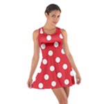 Polka Dots - White on Alizarin Red Cotton Racerback Dress