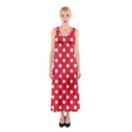 Polka Dots - White on Alizarin Red Full Print Maxi Dress
