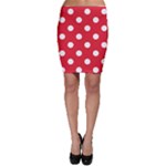 Polka Dots - White on Alizarin Red Bodycon Skirt