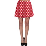 Polka Dots - White on Alizarin Red Skater Skirt