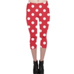 Polka Dots - White on Alizarin Red Capri Leggings