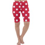 Polka Dots - White on Alizarin Red Cropped Leggings