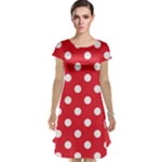 Polka Dots - White on Alizarin Red Cap Sleeve Nightdress