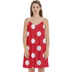 Polka Dots - White on Alizarin Red Women s Reversible Sports Bra with Border