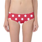 Polka Dots - White on Alizarin Red Classic Bikini Bottoms