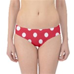 Polka Dots - White on Alizarin Red Hipster Bikini Bottoms