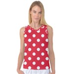 Polka Dots - White on Alizarin Red Women s Basketball Tank Top