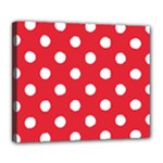 Polka Dots - White on Alizarin Red Deluxe Canvas 24  x 20  (Stretched)