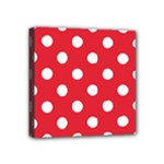 Polka Dots - White on Alizarin Red Mini Canvas 4  x 4  (Stretched)