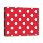 Polka Dots - White on Alizarin Red Canvas 10  x 8  (Stretched)
