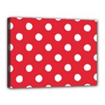 Polka Dots - White on Alizarin Red Canvas 16  x 12  (Stretched)