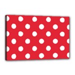 Polka Dots - White on Alizarin Red Canvas 18  x 12  (Stretched)