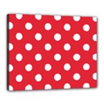 Polka Dots - White on Alizarin Red Canvas 20  x 16  (Stretched)