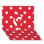 Polka Dots - White on Alizarin Red Ribbon 3D Greeting Card (7x5)