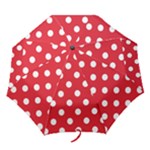 Polka Dots - White on Alizarin Red Folding Umbrella
