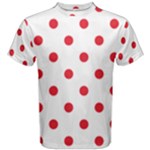Polka Dots - Alizarin Red on White Men s Cotton Tee